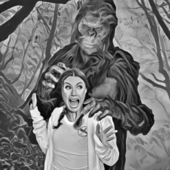 Bigfoot Poster -Halloween Mask Shop BigfootwithGirlBlackandWhite2HiRes clipped rev 1 1 c3fff1f0 d0dc 44d4 8725 47fff28a3b3a