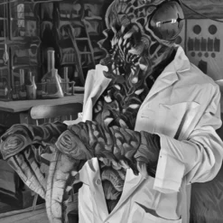 Lab Experiment Poster -Halloween Mask Shop EvolveBlackandWhiteHiRes clipped rev 1