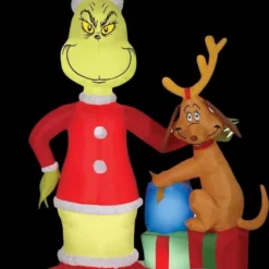 Airblown Grinch & Max With Presents Inflatable Scene - Dr. Seuss