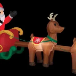 Airblown Santa & Sleigh With Reindeer Large Inflatable Scene