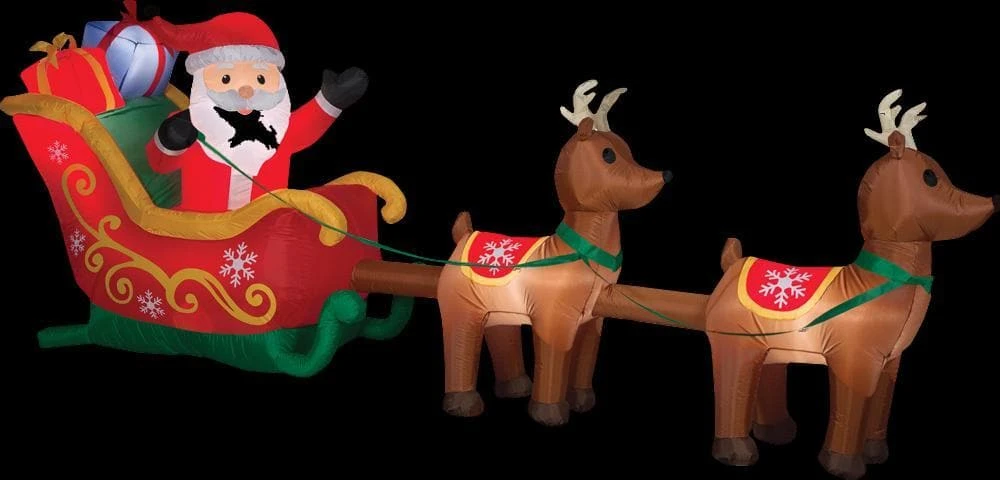 Airblown Santa & Sleigh With Reindeer Large Inflatable Scene 1 Airblown Santa & Sleigh With Reindeer Large Inflatable Scene
