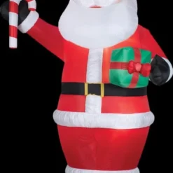 Airblown Santa With Gift And Candy Cane Inflatable