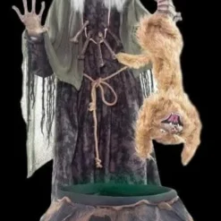 "Cat-tastrophe Cauldron (No Fog)" Electric Animated Halloween Prop