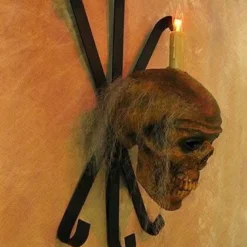 "Corpsed Head Skull Wall Sconce" Haunted House Lighting -Halloween Mask Shop corpsed head skull wall sconce haunted house lighting 23696398465
