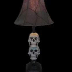 "Desk Lamp With 2 Mini-Skulls And Antique Shade" Haunted House Lighting