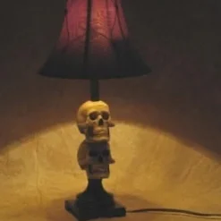 "Desk Lamp With 2 Mini-Skulls And Antique Shade" Haunted House Lighting -Halloween Mask Shop desk lamp with 2 mini skulls and antique shade haunted house lighting 23696427969