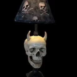 "Desk Lamp With Devil Skull And Bone Shade" Haunted House Lighting