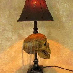 "Desk Lamp With Life-size Corpse Head And Antique Shade" Haunted House Lighting -Halloween Mask Shop desk lamp with life size corpse head and antique shade haunted house lighting 23613426881