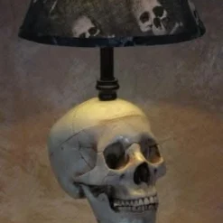"Desk Lamp With Life-size Skull And Bone Shade" Haunted House Lighting -Halloween Mask Shop desk lamp with life size skull and bone shade haunted house lighting 23613599041