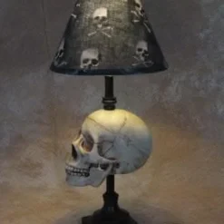 "Desk Lamp With Life-size Skull And Bone Shade" Haunted House Lighting -Halloween Mask Shop desk lamp with life size skull and bone shade haunted house lighting 23613604417
