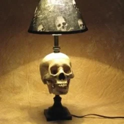 "Desk Lamp With Life-size Skull And Bone Shade" Haunted House Lighting -Halloween Mask Shop desk lamp with life size skull and bone shade haunted house lighting 23613608385
