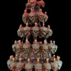 "Five-Tiered Life-Size Skull Chandelier With 60 Skulls" Haunted House Lighting