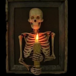 "Framed 3D Skeleton Torso Holding Candle" Hanging Haunted House Decoration