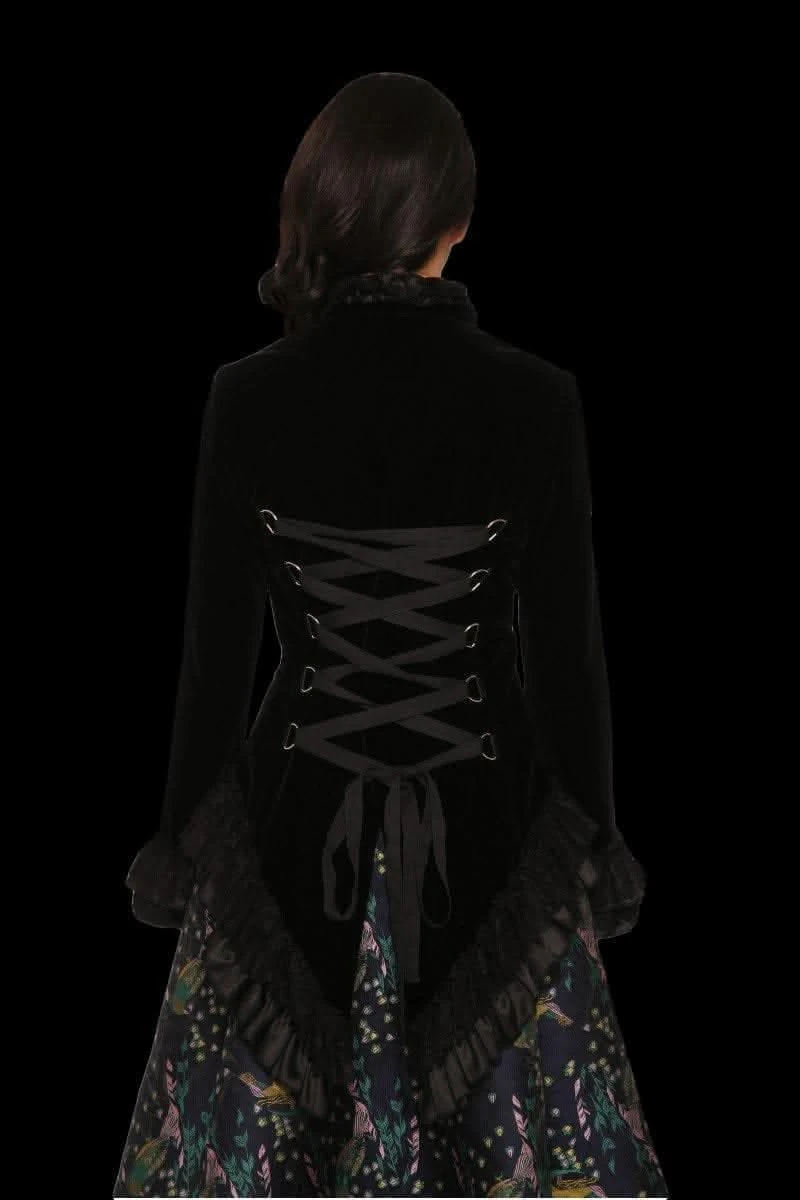 "Gothic Vampiress Jacket In Black Velvet" HD Hollywood Costume 2 "Gothic Vampiress Jacket In Black Velvet" HD Hollywood Costume - Image 2