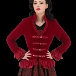 "Gothic Vampiress Jacket In Red Velvet" HD Hollywood Costume