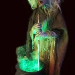 "Helga The Witch With Smoking Cauldron" Halloween Animatronic