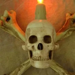 "Humerus Bone Wall Sconce With 3 Inch Skull" Haunted House Lighting -Halloween Mask Shop humerus bone wall sconce with 3 inch skull haunted house lighting 23613182977