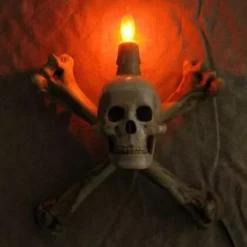 "Humerus Bone Wall Sconce With 3 Inch Skull" Haunted House Lighting -Halloween Mask Shop humerus bone wall sconce with 3 inch skull haunted house lighting 23613184193