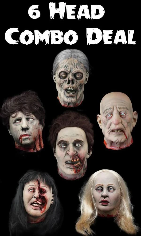 "Severed Heads Halloween Props" - 6x Package Deal 1 "Severed Heads Halloween Props" - 6x Package Deal