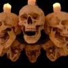 "Skull Chandelier With 8 Skulls And Flameless Candles" Haunted House Lighting
