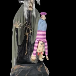 "Stew Brewing Witch With Kid And Fog" Electric Animated Halloween Prop