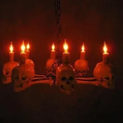 "Wagon Wheel Skull Chandelier" Haunted House Lighting -Halloween Mask Shop wagon wheel skull chandelier haunted house lighting 23613689601